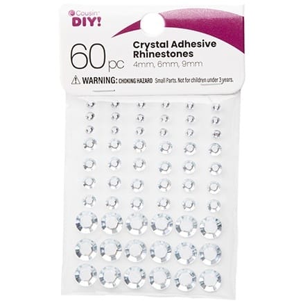 CousinDIY Adhesive Rhinestones 60/Pkg-Crystal (Pack of 12)