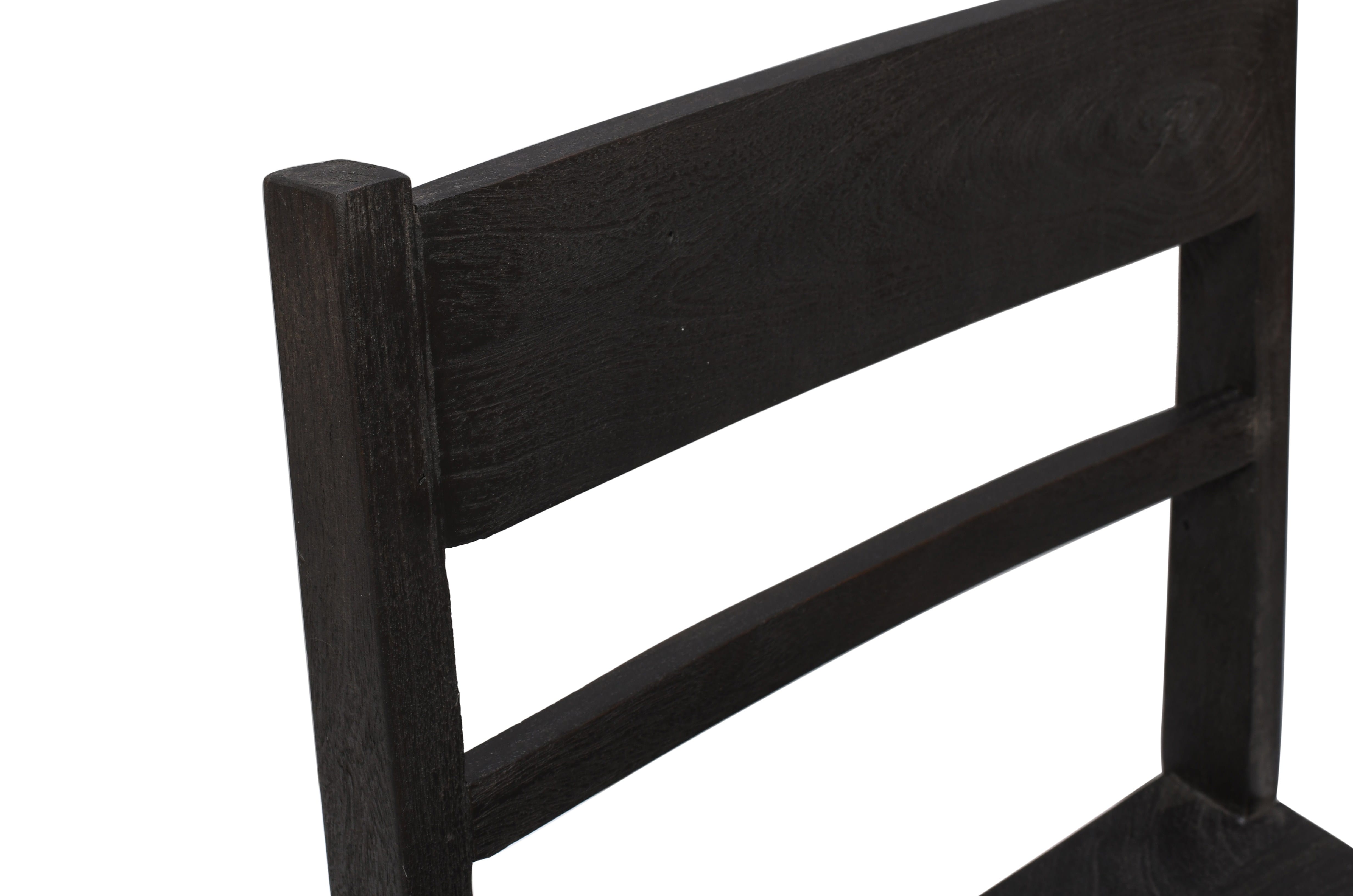 Set of Two Dark Gray Wood Ladder Back Dining Side Chairs