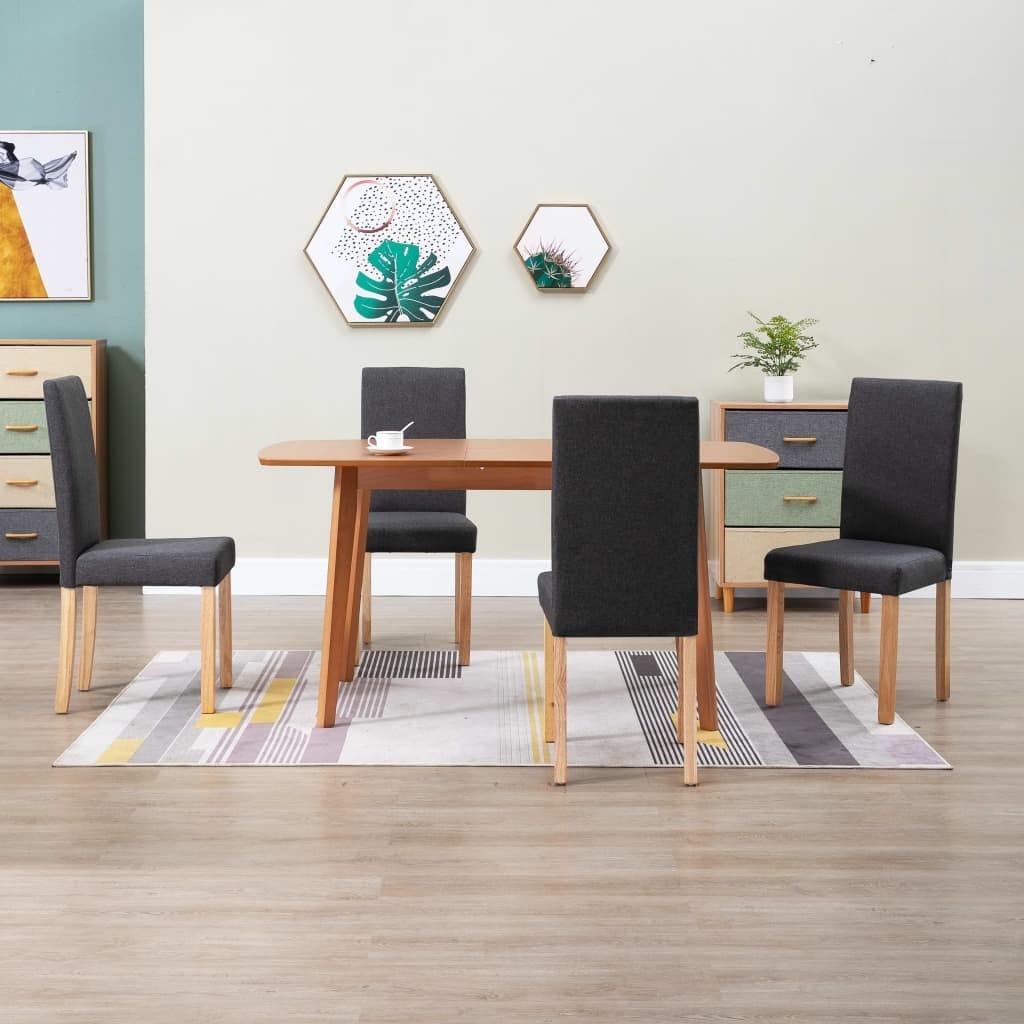 Dining Chairs 4 pcs Dark Gray Fabric