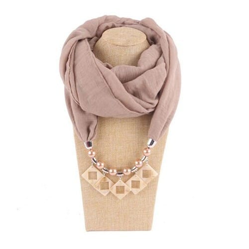 Resin Squares Pendants High Fashion Scarf Necklace - Khaki