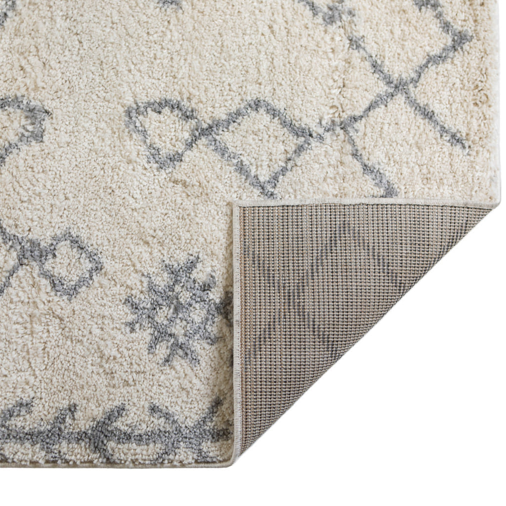 7' X 9' Gray and Ivory Geometric Shag Area Rug