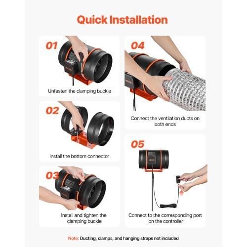 Inline Duct Fan, 807 CFM 8 inch EC Motor Ventilation Fan with 3-Speed Circulation, 10-Speed PWM Controller, Timer-Controlled Operation, Cooling for Grow Tents, Indoor Gardening, Hydroponics