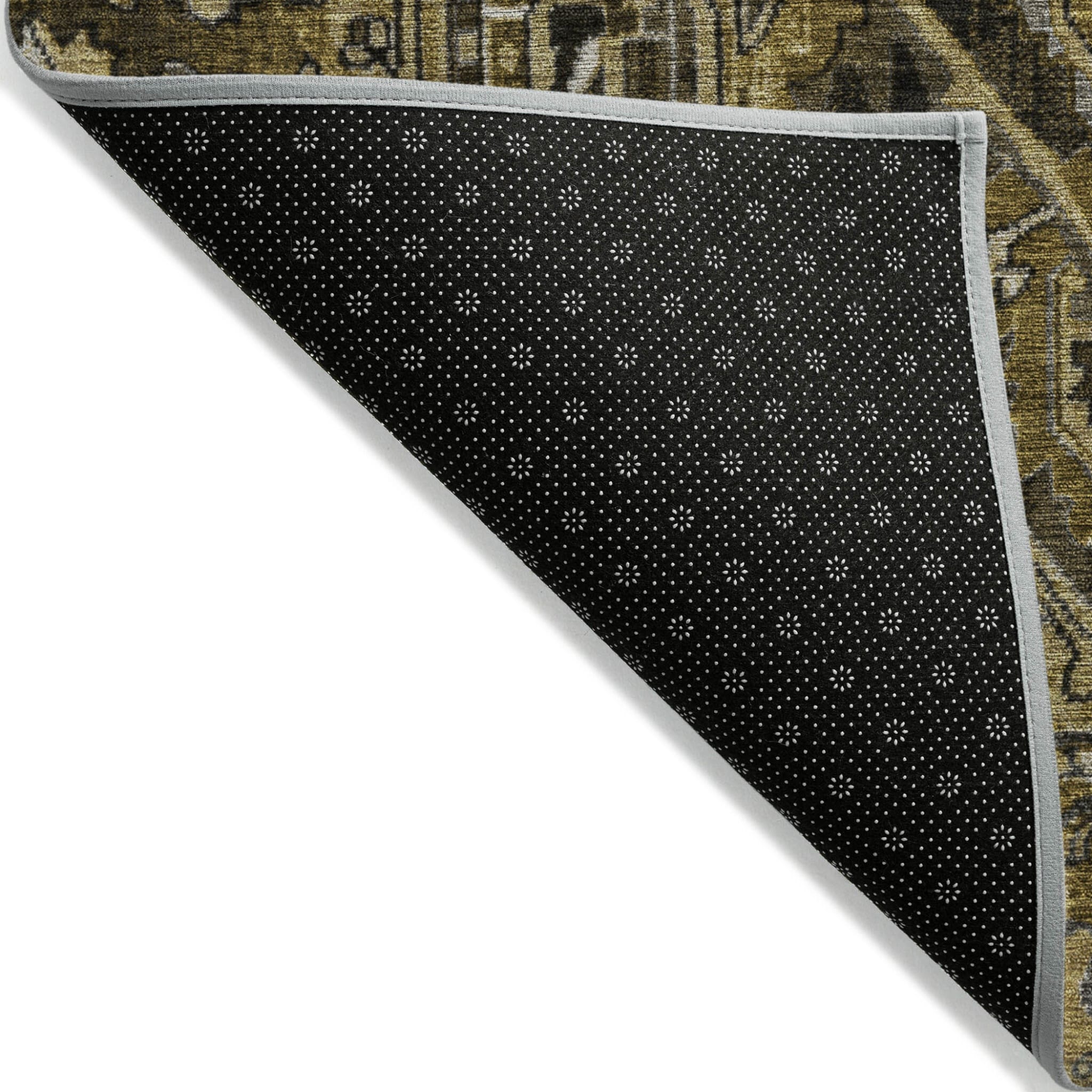 5' X 8' Coffee and Gray Oriental Washable Non Skid Indoor Outdoor Area Rug