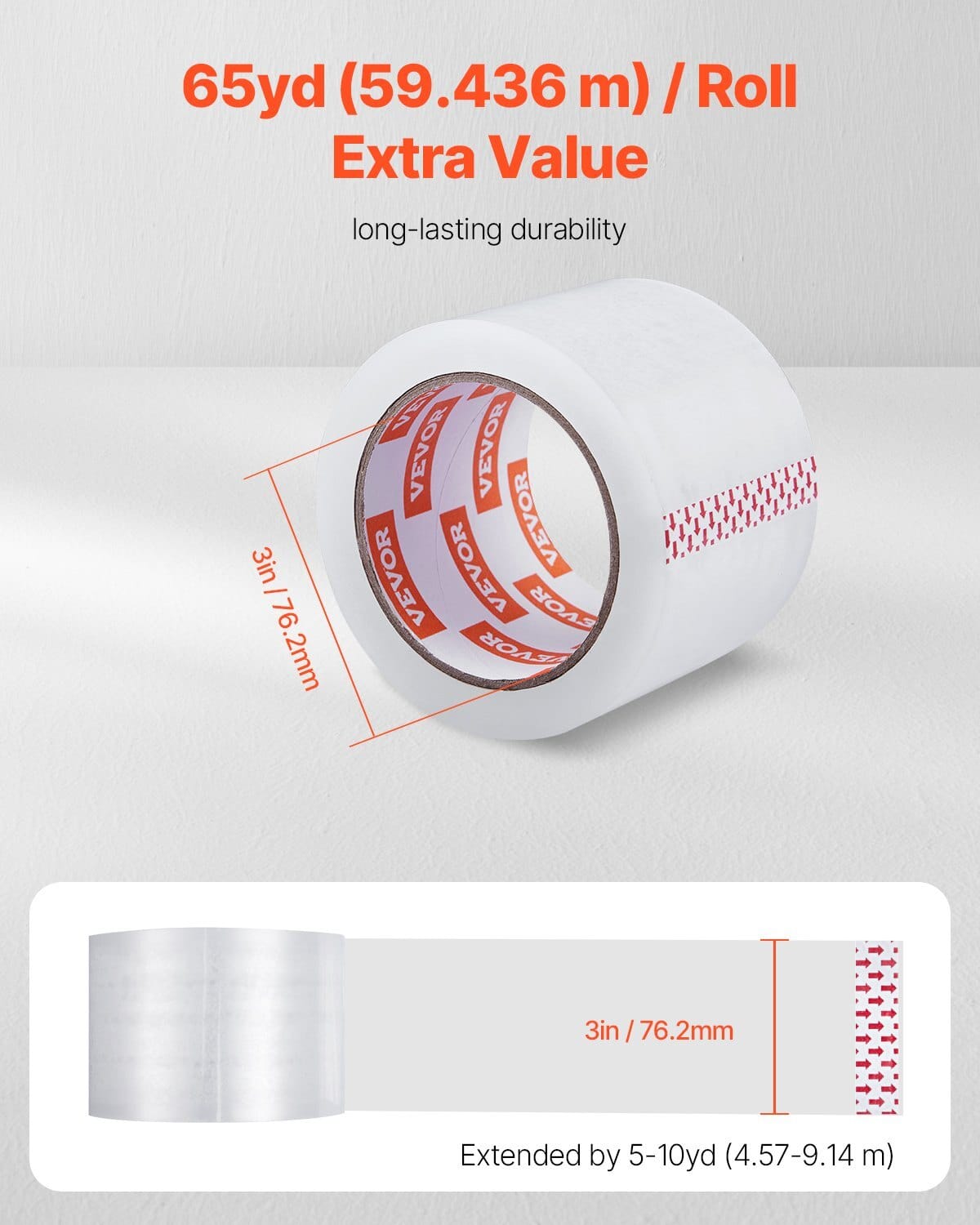 Clear Packing Tape, 3 inches Core, 6 Rolls 3 Inches x 65 Yards Packing Tapes, 2.7 Mil Thick, Heavy Duty Packaging Tape Designed for Moving, Storage and Packing, Shipping and Mailing, Office