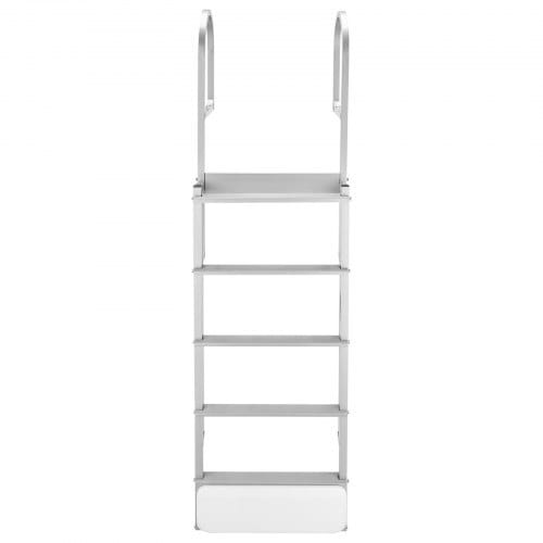 Retractable Dock Ladder, 5 Steps, Aluminum Alloy Pontoon Boat Swim Ladder with Auto-Lift Float, Non-Slip Wide Steps, 500 lbs Weight Capacity, Adjustable Height, for Lake Pool Marine Boarding