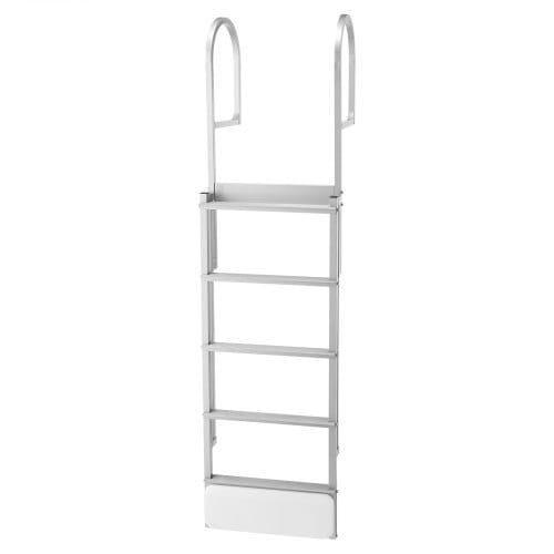 Retractable Dock Ladder, 5 Steps, Aluminum Alloy Pontoon Boat Swim Ladder with Auto-Lift Float, Non-Slip Wide Steps, 500 lbs Weight Capacity, Adjustable Height, for Lake Pool Marine Boarding