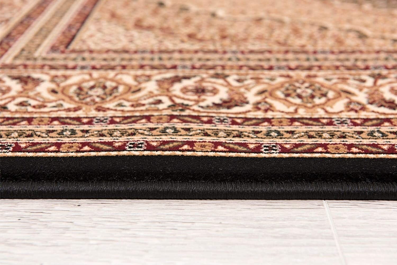 10' Runner Beige and Black Medallion Power Loom Runner Rug