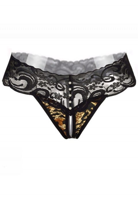 Women's Sexy Lace Leopard Straps Open Crotch G-String