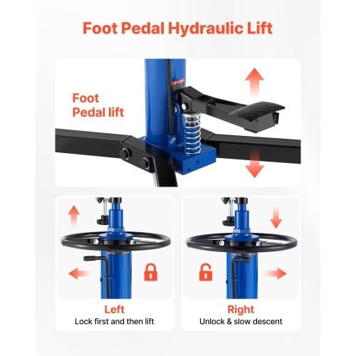 Hydraulic Transmission Jack, 1660 lbs / 0.75 Ton Lifting Capacity Telescoping Transmission Jack with Foot Pedal, 360?° Swivel Wheel, 34.6-69.3 in High Lifting Height, Lift Hoist for Garage/Shop