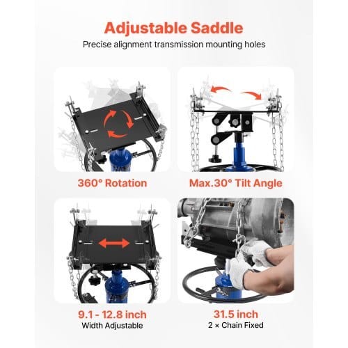 Hydraulic Transmission Jack, 1660 lbs / 0.75 Ton Lifting Capacity Telescoping Transmission Jack with Foot Pedal, 360?° Swivel Wheel, 34.6-69.3 in High Lifting Height, Lift Hoist for Garage/Shop