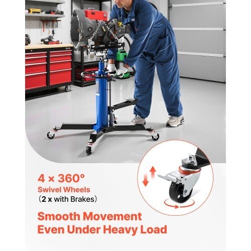 Hydraulic Transmission Jack, 1660 lbs / 0.75 Ton Lifting Capacity Telescoping Transmission Jack with Foot Pedal, 360?° Swivel Wheel, 34.6-69.3 in High Lifting Height, Lift Hoist for Garage/Shop