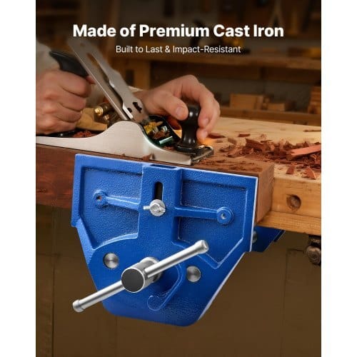 Woodworking Vise, 7 Inch Jaw Width, Quick Release Wood Bench Vise, 8 Inch Max Jaw Opening, Heavy-duty Cast Iron Construction, Workbench Vice with Adjustable Front Stop, for Woodworking Drilling