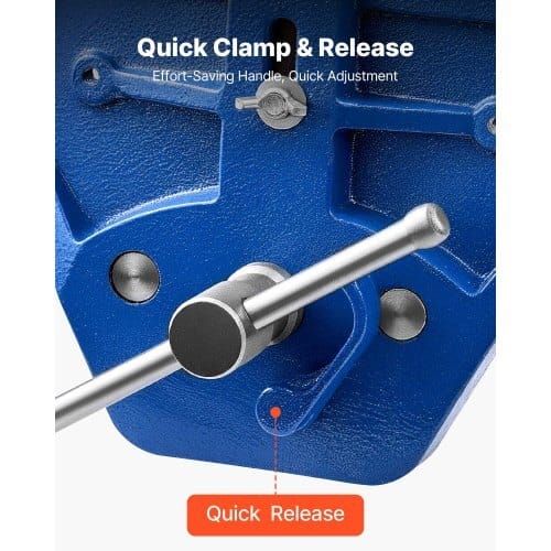 Woodworking Vise, 7 Inch Jaw Width, Quick Release Wood Bench Vise, 8 Inch Max Jaw Opening, Heavy-duty Cast Iron Construction, Workbench Vice with Adjustable Front Stop, for Woodworking Drilling
