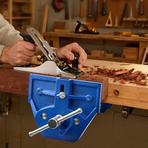 Woodworking Vise, 7 Inch Jaw Width, Quick Release Wood Bench Vise, 8 Inch Max Jaw Opening, Heavy-duty Cast Iron Construction, Workbench Vice with Adjustable Front Stop, for Woodworking Drilling