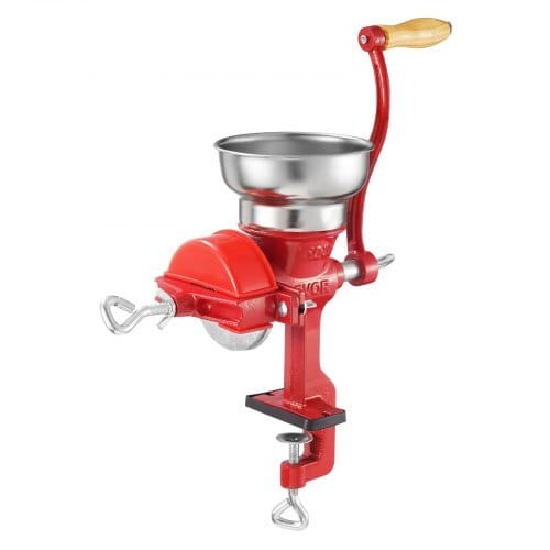 Manual Grain Mill with Low Hopper, Hand-Crank Corn Grinder, Heavy Duty Cast Iron Wheat Grinding Mill with Stable Table Clamp & Dust Cover for Grains Spices Coffee Beans Nuts
