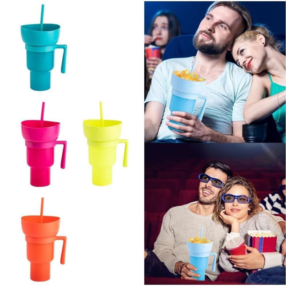 Portable Snack & Drink Tumbler – 2-in-1 with Straw