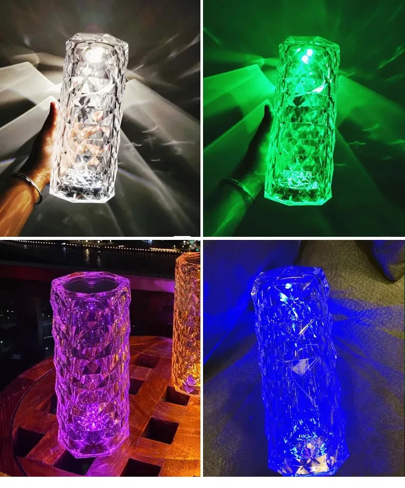 Touching Control Rose Crystal Lamp