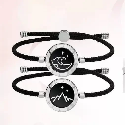 Sun & Moon Touch Bracelets with Milan Rope(Black+Black)