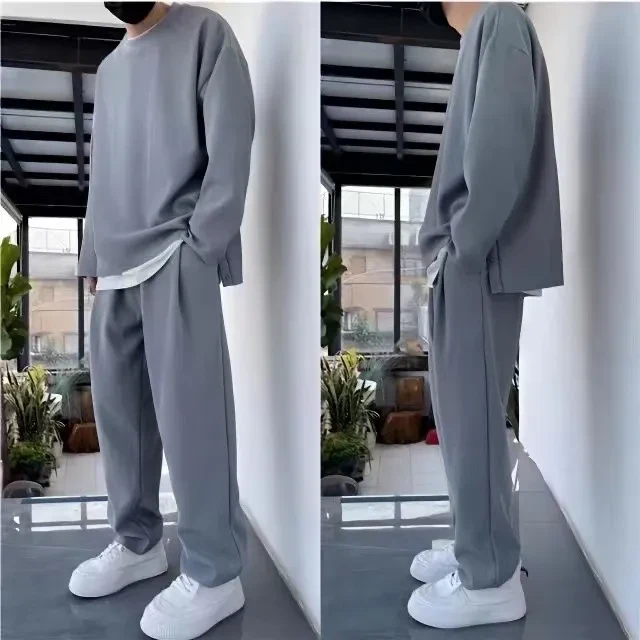 Men’s Loose Fashionable Long Sleeve 2-piece Set