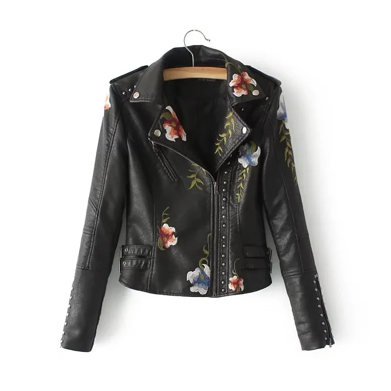 Women's Floral Leather Jacket