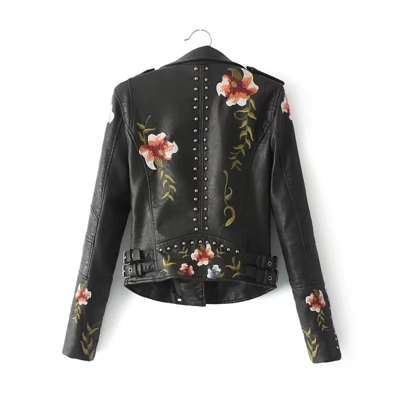 Women's Floral Leather Jacket