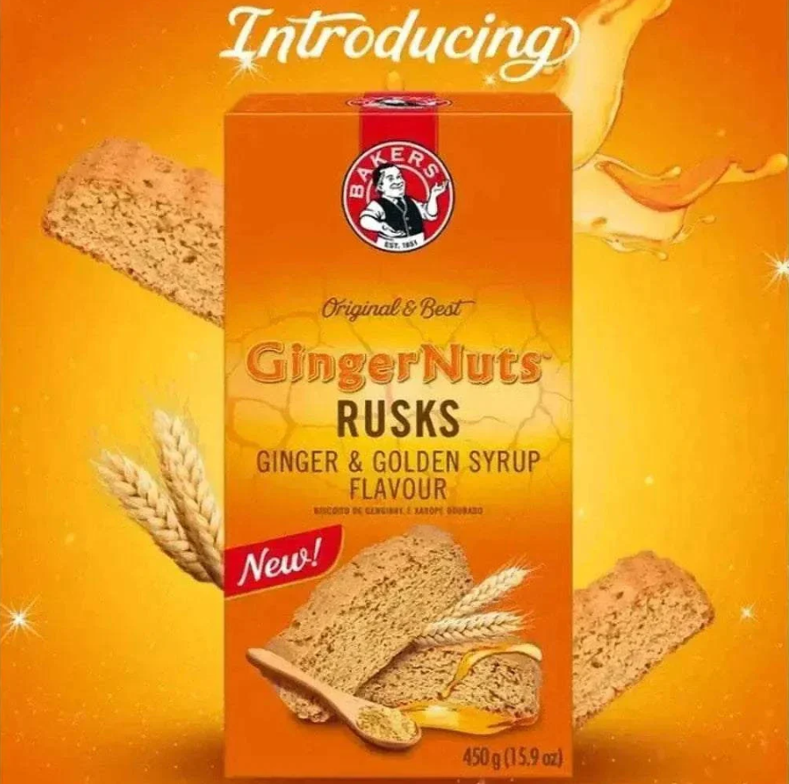 Bakers Ginger Nuts Ginger & Golden Syrup Flavour Rusks 450g