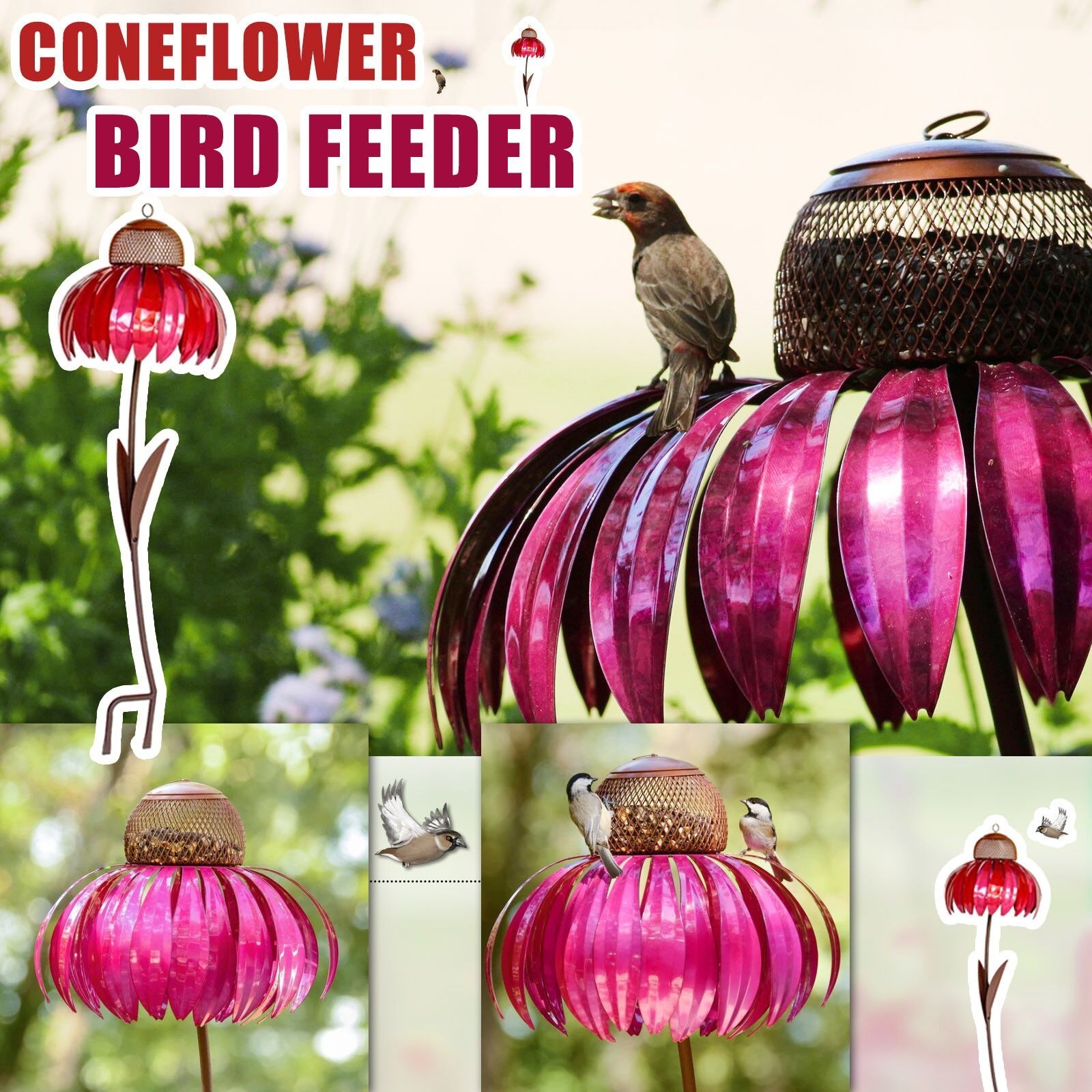Garden Bird Feeder Petals Shape Sensation Coneflower Bird Feeder
