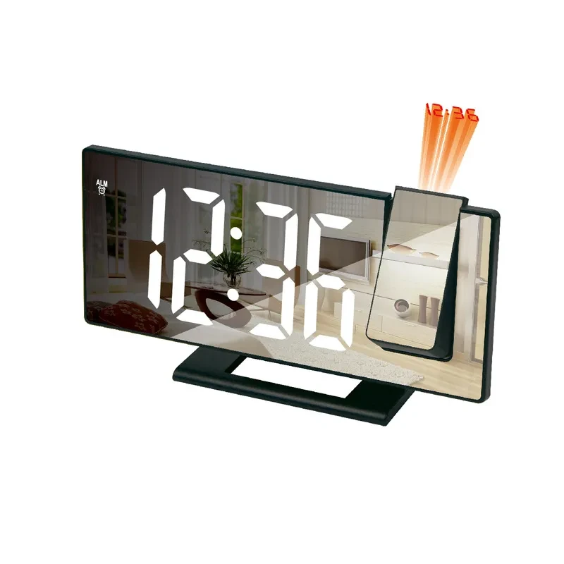 3D Projection Alarm Clock LED Mirror