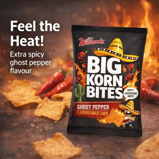 Willards Big Korn Bites Ghost Pepper - 120g
