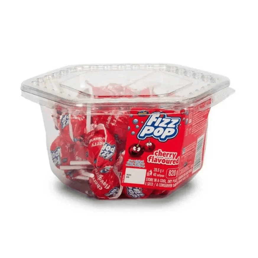 Beacon FIZZ POP Cherry - Tub of 40 lollipops