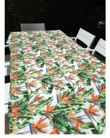 White Tablecloth with Watercolour Strelitzia