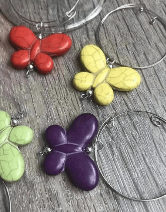 Wine Glass Charms - Butterflies