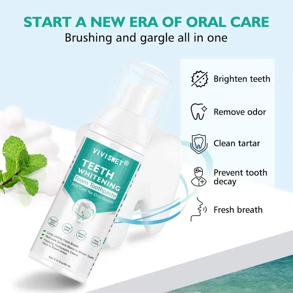 Teeth cleansing and whitening foam