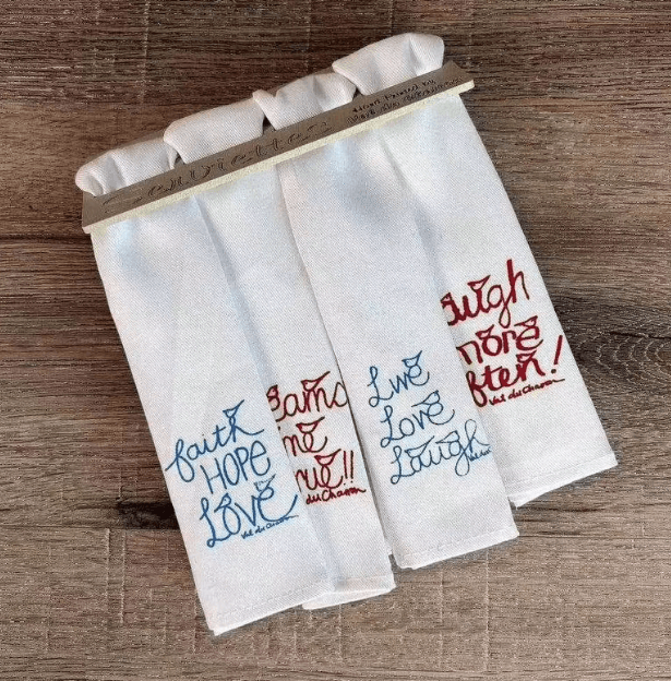 Linen Serviettes - Faith, Dreams, Laugh