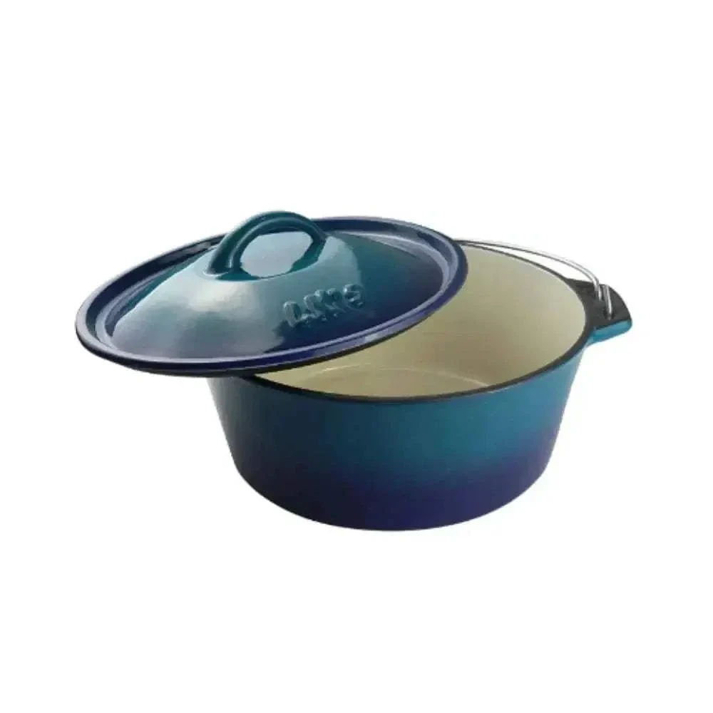 LK Flat Potjie Bake Pot 5L - BLUE Enamel(#12)