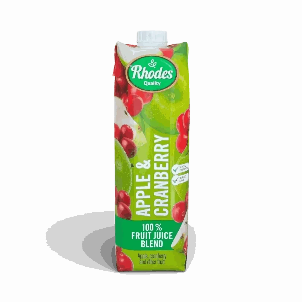 Rhodes 100% Fruit Juice - Apple & Cranberry - 1 Litre