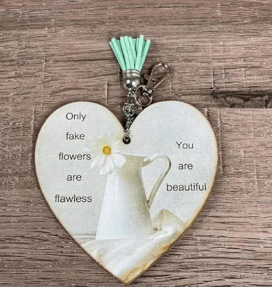 Key Tag - Wooden Heart You are Beautiful