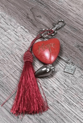Keyring - Red Heart with "Hope"