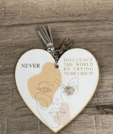 Key Tag - Wooden Heart Never
