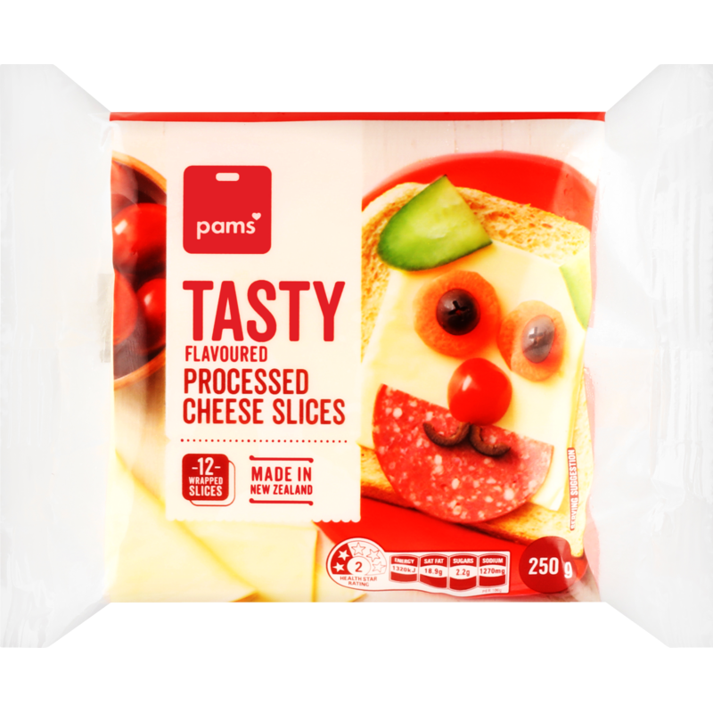 Pams Tasty Flavoured Processed Cheese Slices 250g