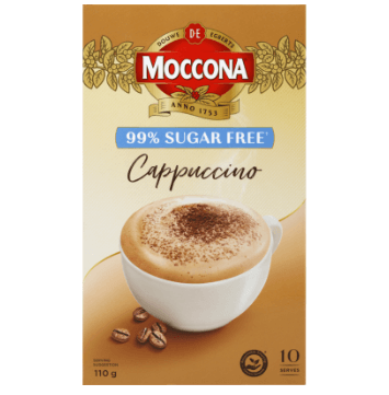 Moccona Sugar Free Cappuccino Coffee Sachets 10 x 11g