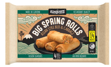 KungFood Asian Style Beef & Cabbage Big Spring Rolls 4pk