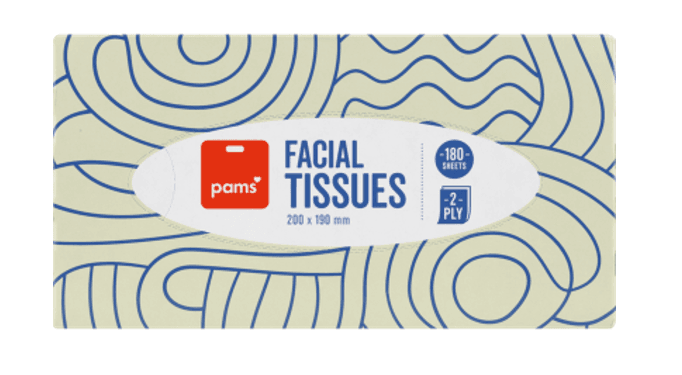 Pams 2Ply Facial Tissues 180pk