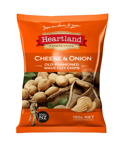 Heartland Cheese & Onion Old-Fashioned Wave Cut Chips 150g