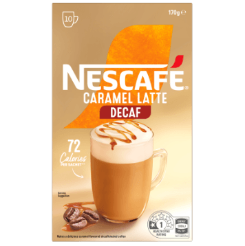 Nescafe Caramel Latte Decaf Coffee Sachets 10 x 17g