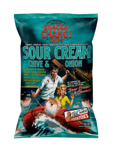 Snacka Changi Chips Kettle Fried Sour Cream Chive Onion Potato Chips 150g