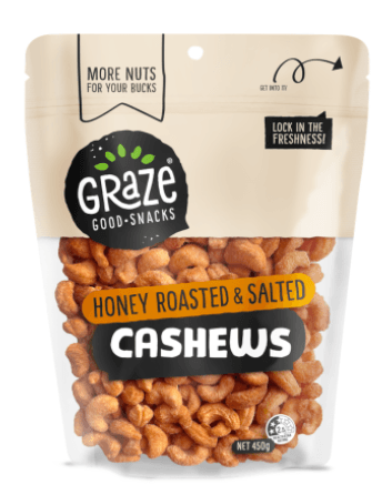 Graze Honey Roasted & Salted Cashews 450g