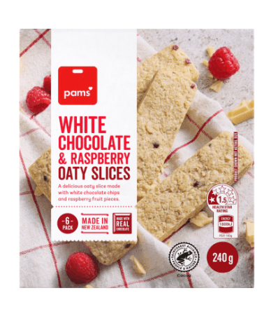 Pams White Chocolate & Raspberry Oaty Slices 6 x 40g