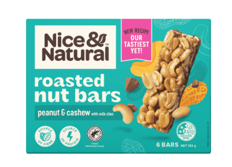 Nice & Natural Peanut & Cashew Roasted Nut Bars 6 x 32g