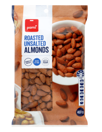 Pams Roasted Unsalted Almonds 400g